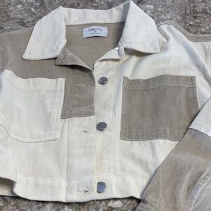 Rue21 Cream and Tan Button-Up Jacket